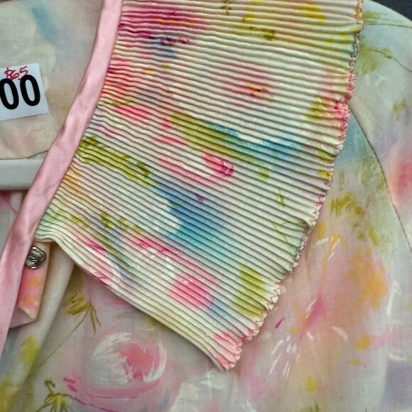 VTG Loungees Floral Pleated Ruffled Button Front Night Gown Dress 16 Pink - Picture 5 of 10